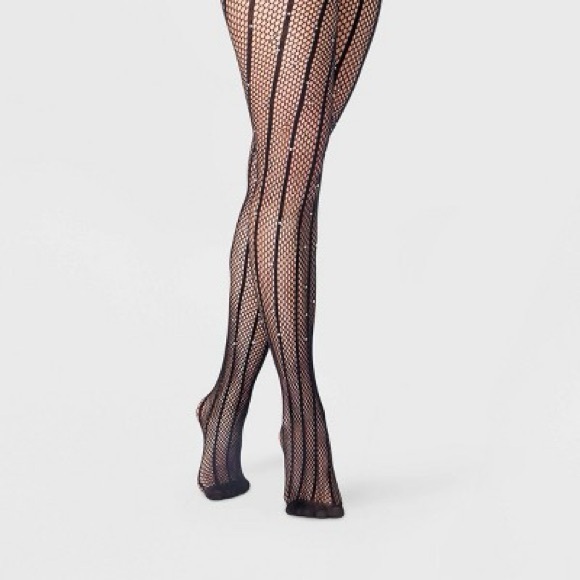 Women's Rhinestone Fishnet Tights - A New Day™ Black S/M - Picture 3 of 4